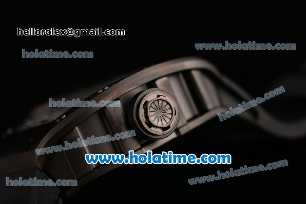 Richard Mille RM 52-01 Miyota 6T51 Automatic PVD Case with Diamonds Skull Dial and Black Rubber Bracelet - Click Image to Close